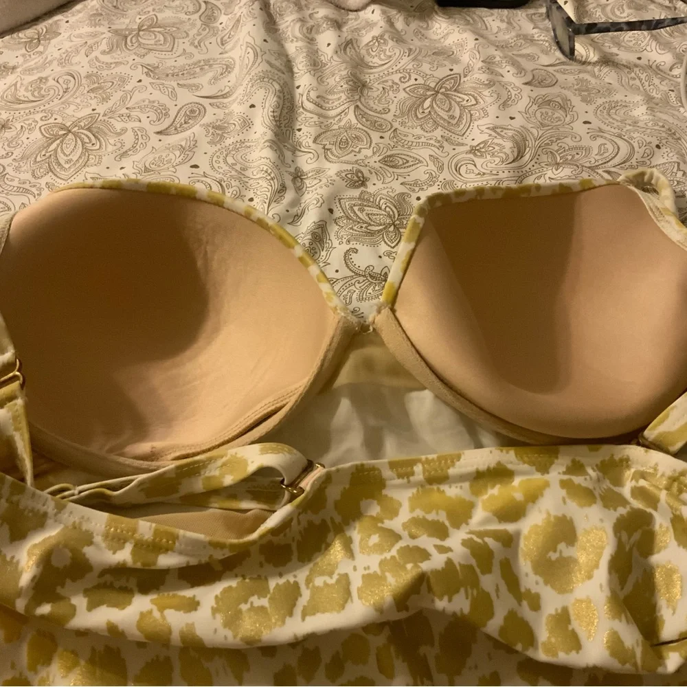 Rare Find!! Cacique Tankini Swim Set - Gold & White Leopard - 42C Top/16 Skirt - Picture 5 of 12